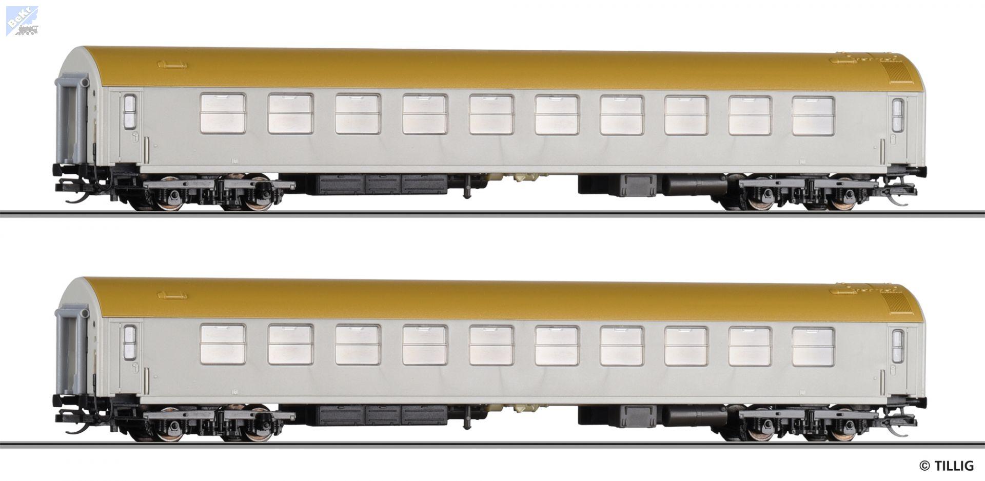 Tillig 01081 Set dvou 4-osých salonních vozů, "Salonní vůz vlády NDR postavený v roce 1966" 