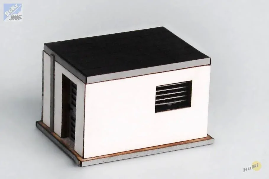 BuBi-model H070019S Železniční trafostanice, 41 x 33 x 31 mm, barvená stavebnice Laser-Cut
