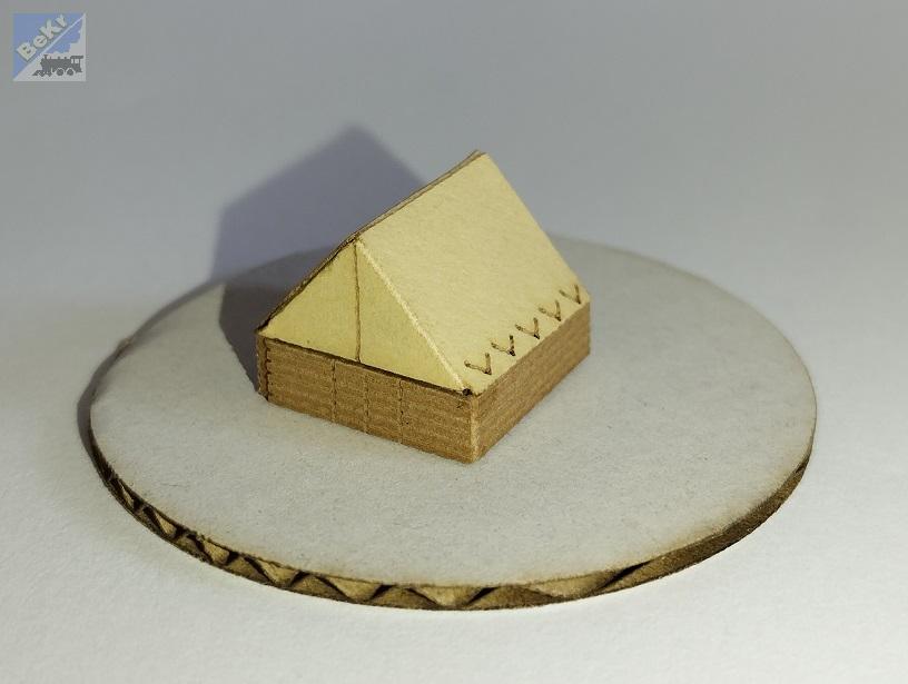 BuBi-model N70077Hb Stan táborový s podsadou, béžový, 13 x 13 x 12 mm, hotový, sestavený a nabarvený model