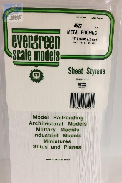 Evergreen 4521 Deska 150 x 300 x 1.0mm, plechová střecha s vystupujícími švy ,rozteč švů 4.8mm, polystyren-PS