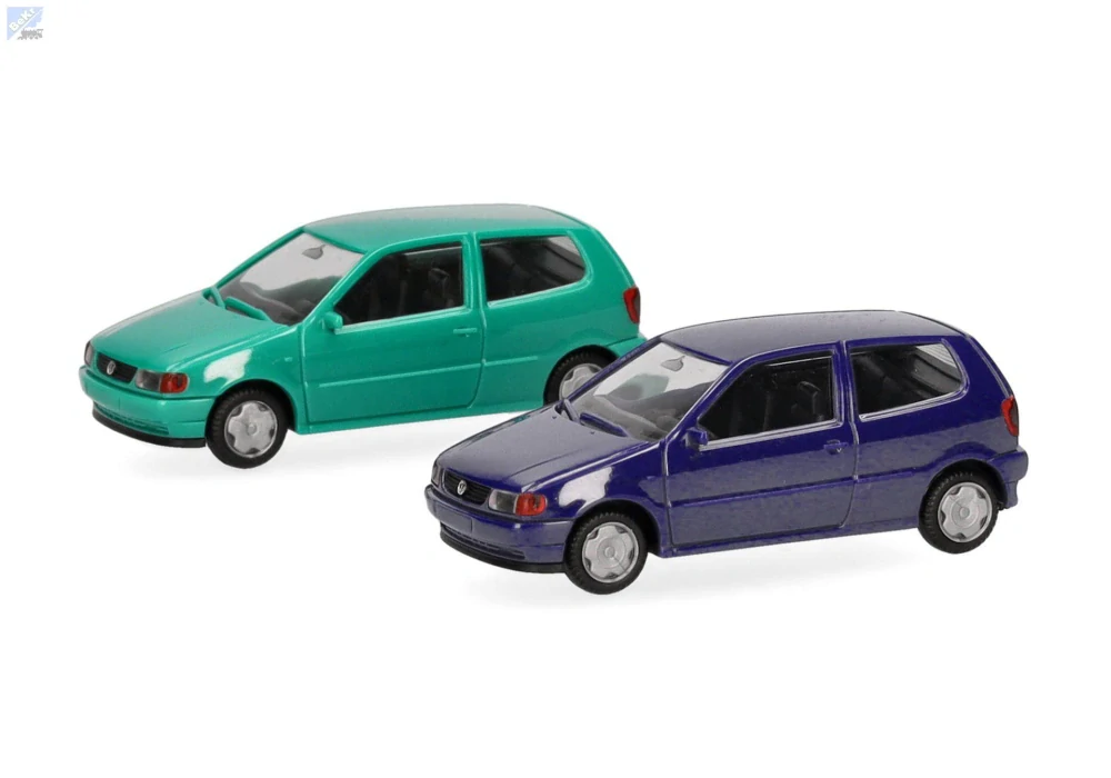 Herpa 012140-007 Herpa MiniKit: Volkswagen (VW) Polo 2-dveřový, sada 2 ks, pistáciová/Chagall modrá, stavebnice