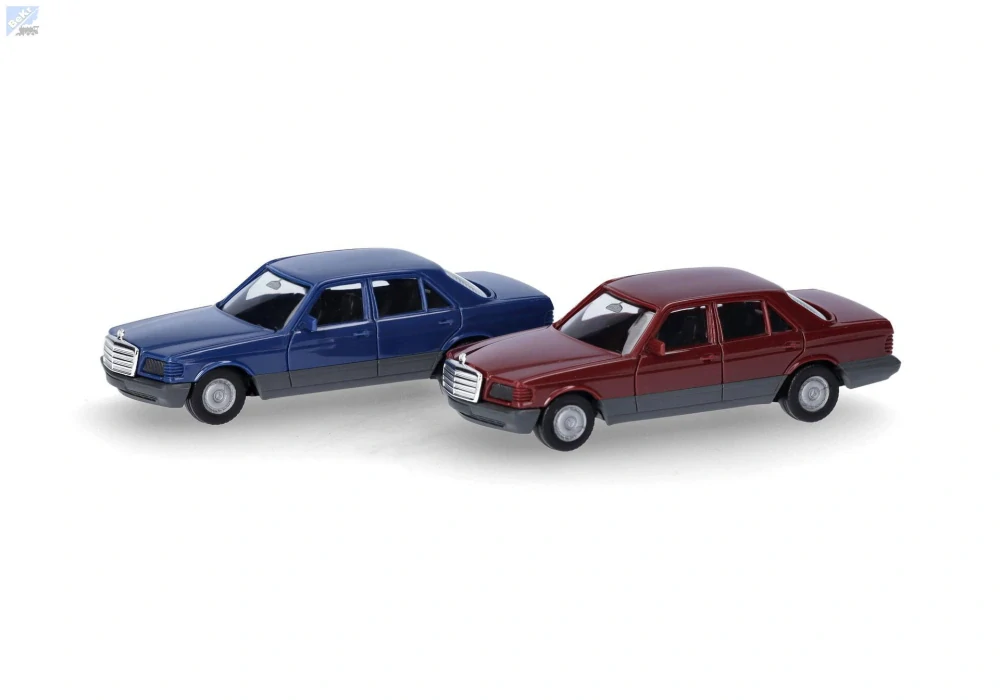Herpa 013727-004 Herpa MiniKit: Mercedes-Benz třídy S (W126) safírově modrá a vínově červená 1+1ks, stavebnice