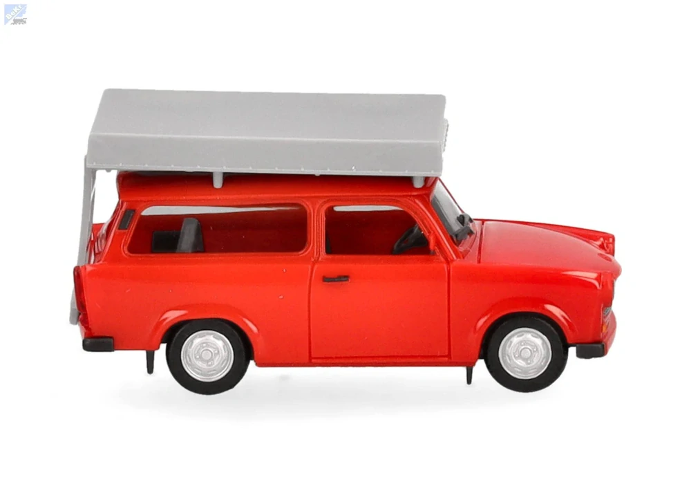 Herpa 024181-004 Trabant 601 Universal, zářivě červený se střešním stanem