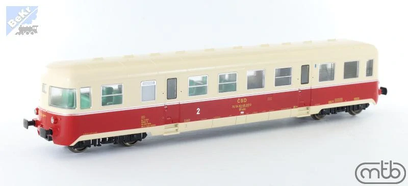 MTB BFalm017 Přípojný 4-osý vůz 2./tř., BFalm s poštovním oddílem k motorovému vozu M240/820 ČSD s osvětlením - analog/digitál