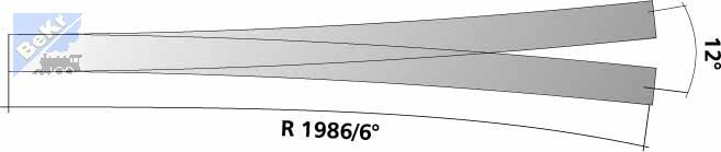 Tillig 83382 Symetrická výhybka 12°, R 1986/6° , délka 208 mm