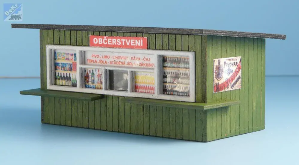 VERAMO CZ H0040218 Občerstvení dřevěné, zeleno-bílé, dělený pult