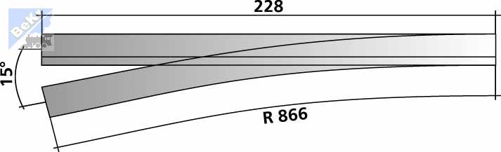 Tillig 85197 Splitková výhybka na dřevěných pražcích pravá, 15° ,R 866 mm, délka 228