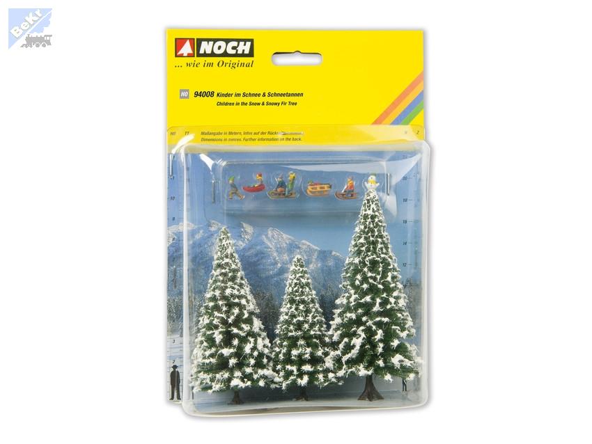 Noch 94008 Set "Děti ve sněhu a zasněžené jedle"