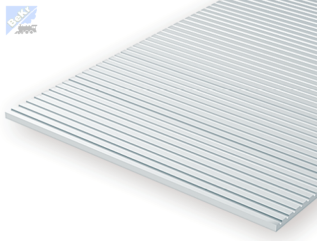 Evergreen 3035 Deska 150 x 300 x 0.75mm dřevěná stěna střední s drážkami tvaru V, rozteč drážek 0.89mm, napříč, polystyren-PS