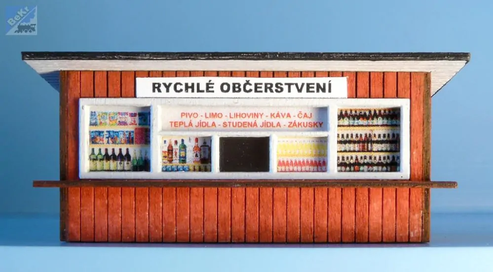 VERAMO CZ H0040215 Občerstvení dřevěné, červeno-bílé, plný pult