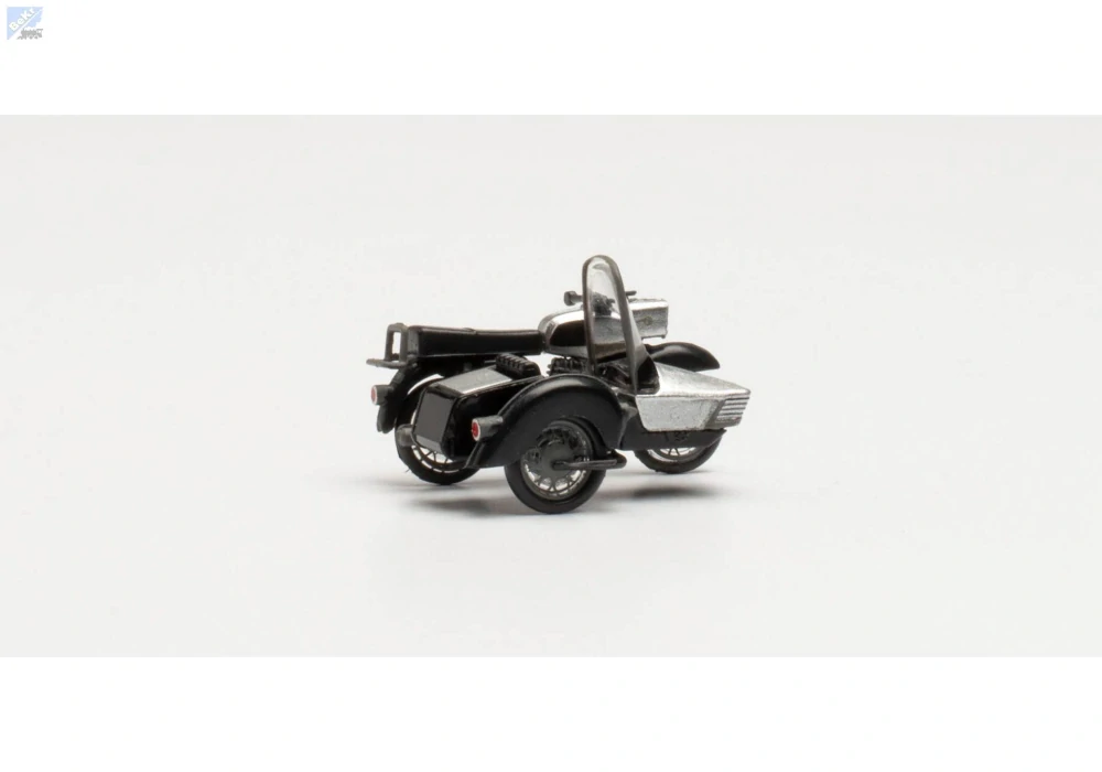 Herpa 053433-006 Motocykl MZ 250 s postranním vozíkem, stříbrno-černá