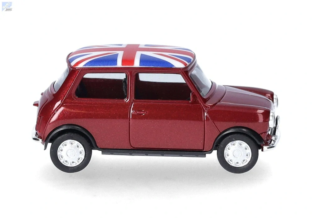 Herpa 431149 Mini Cooper Mayfair s pravostranným řízením, 2 přídavnými světlomety a dvoudílnou maskou chladiče, metalická barva Nightfire Red