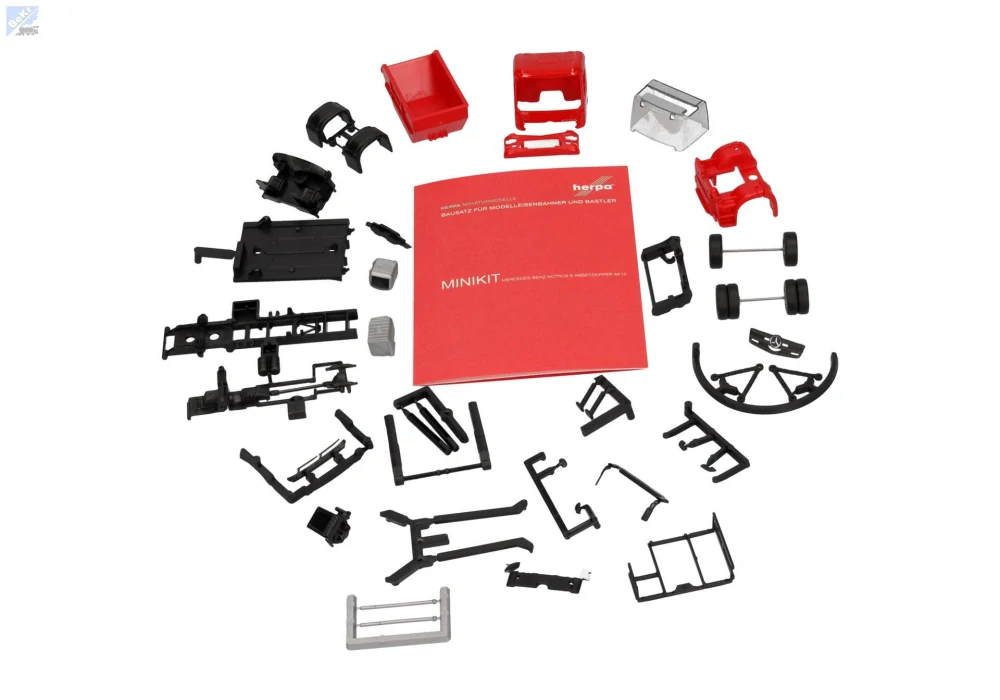 Herpa 013994 Herpa MiniKit: Kontejnerový nosič Mercedes-Benz Actros S AK12, červený 1ks, stavebnice