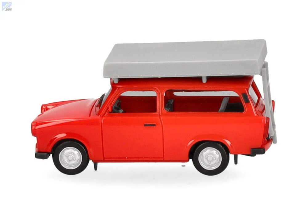 Herpa 024181-004 Trabant 601 Universal, zářivě červený se střešním stanem