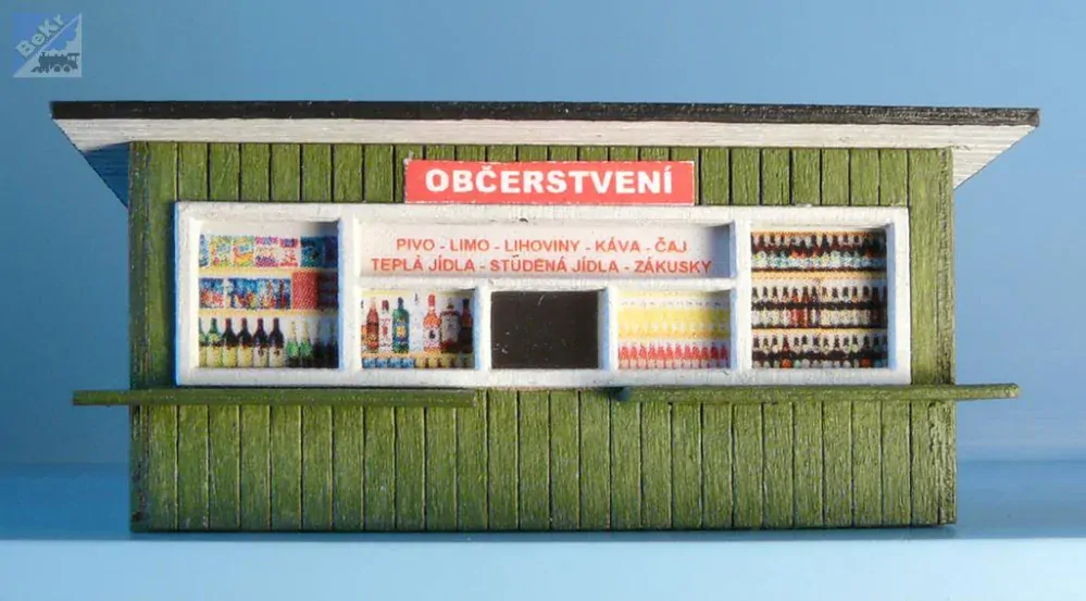 VERAMO CZ H0040218 Občerstvení dřevěné, zeleno-bílé, dělený pult