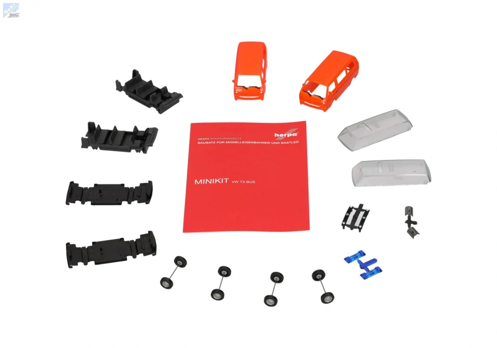 Herpa 013093-006 Herpa MiniKit: Volkswagen (VW) T3 Bus, zářivě oranžová/oranžová 1+1ks, stavebnice