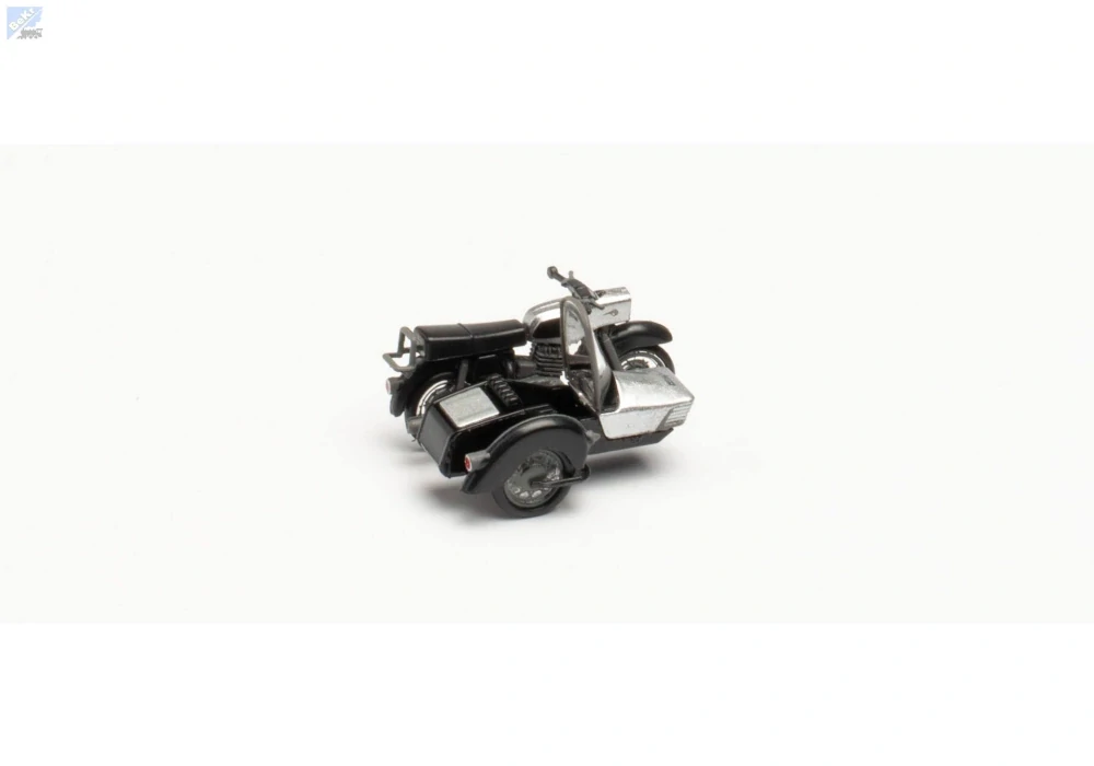 Herpa 053433-006 Motocykl MZ 250 s postranním vozíkem, stříbrno-černá
