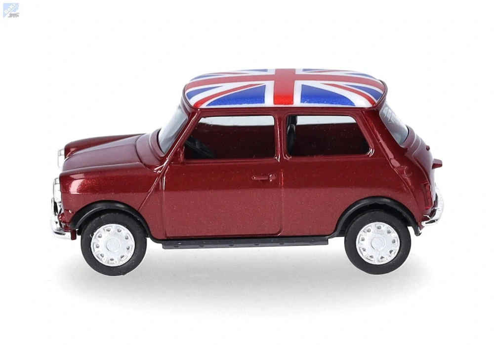 Herpa 431149 Mini Cooper Mayfair s pravostranným řízením, 2 přídavnými světlomety a dvoudílnou maskou chladiče, metalická barva Nightfire Red