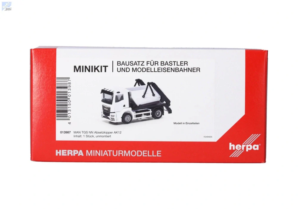 Herpa 013987 Herpa MiniKit: Kontejnerový nakladač MAN TGS NN AK12, bílý, 1ks, stavebnice
