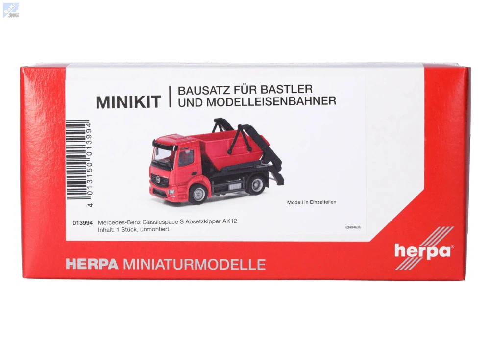 Herpa 013994 Herpa MiniKit: Kontejnerový nosič Mercedes-Benz Actros S AK12, červený 1ks, stavebnice