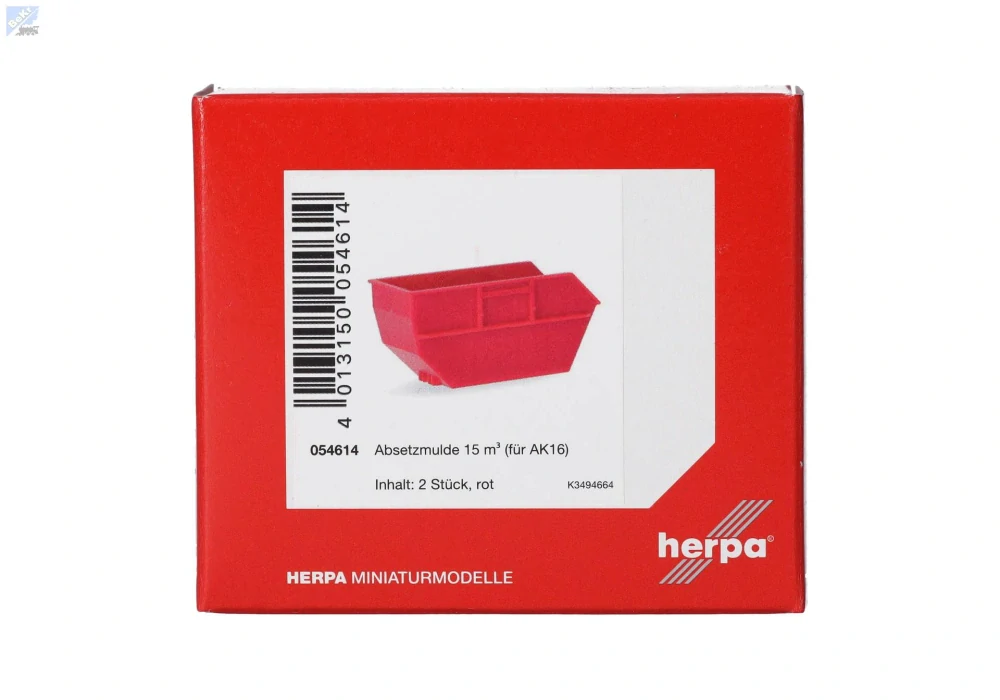Herpa 054614 Kontejner 15 m³ pro AK16, červený (2 kusy)