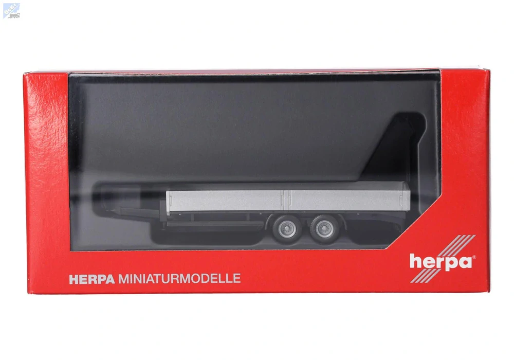 Herpa 076920-002 Nízkopodlažní tandemový přívěs, 2 nápravy, stříbrný