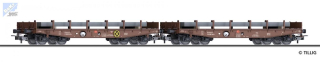 Tillig 70059 Set dvou 4-osých těžkotonážních vozů Rmms 662, naložených ocelovými deskami DB AG