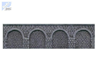 Malá železnice 0061303 Zeď opěrná (4 oblouky) šedá 160 x 45 mm - barvený plast - šedý