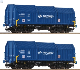 Roco 6680008 Set dvou uzavřených teleskopických 4-osých vozů Simms PKP CARGO