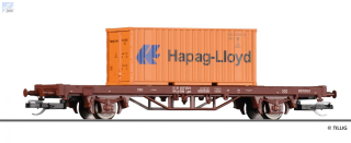Tillig 17485 Plošinový, kontejnerový 2-osý vůz Lgs ložený kontejnerem Hapag-Lloyd ÖBB
