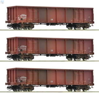 Roco 6680017 Set tří vysokostěnných 4-osých vozů Eas DR patina