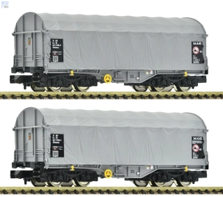 Fleischmann 6660087 Set dvou plachtových 4-osých vozů Shimmns s posuvnou plachtou ČD