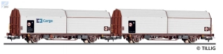 Tillig 70078 Set dvou uzavřených 2-osý vozů A + B Laail s posuvnými stěnami a střechou ČD Cargo