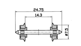 Roco 40189 Dvojkolí průměr: 7,5mm, oska: 27,75mm, oboustranně izolované, 2ks v bal.