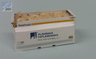 BuBi-model TT70073 Kontejner na štěpky Plzeňská teplárenská, ložený štěpkami, sestavený a nabarvený model Laser-Cut