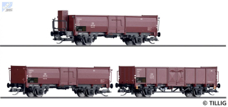 Tillig 01035 Set tří 2-osých otevřených vozů Omm52 DB, Omm52 DB, Omm54 DB s nákladem uhlí DB