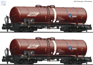 Fleischmann 825814 Set dvou kotlových 4-osých vozů Zas KVG PKP